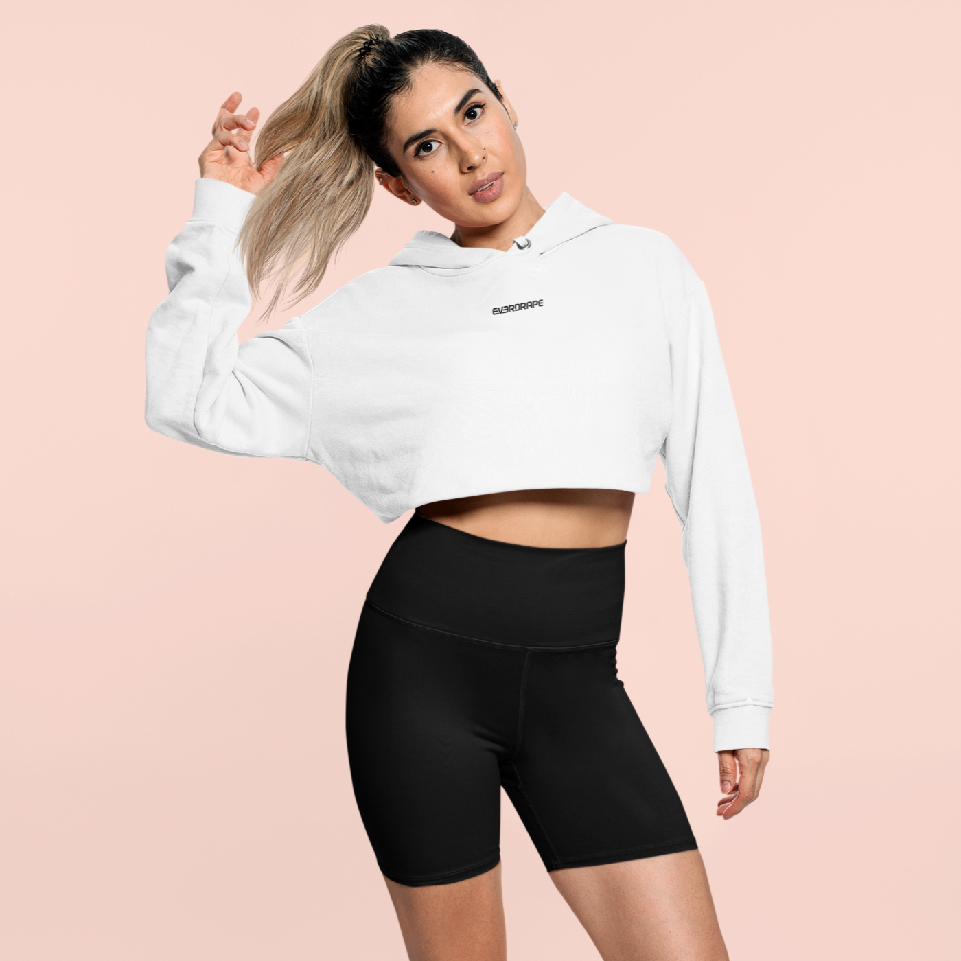 Solid White Crop Hoodie