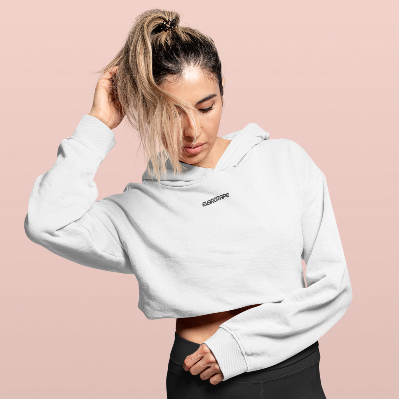 Solid White Crop Hoodie