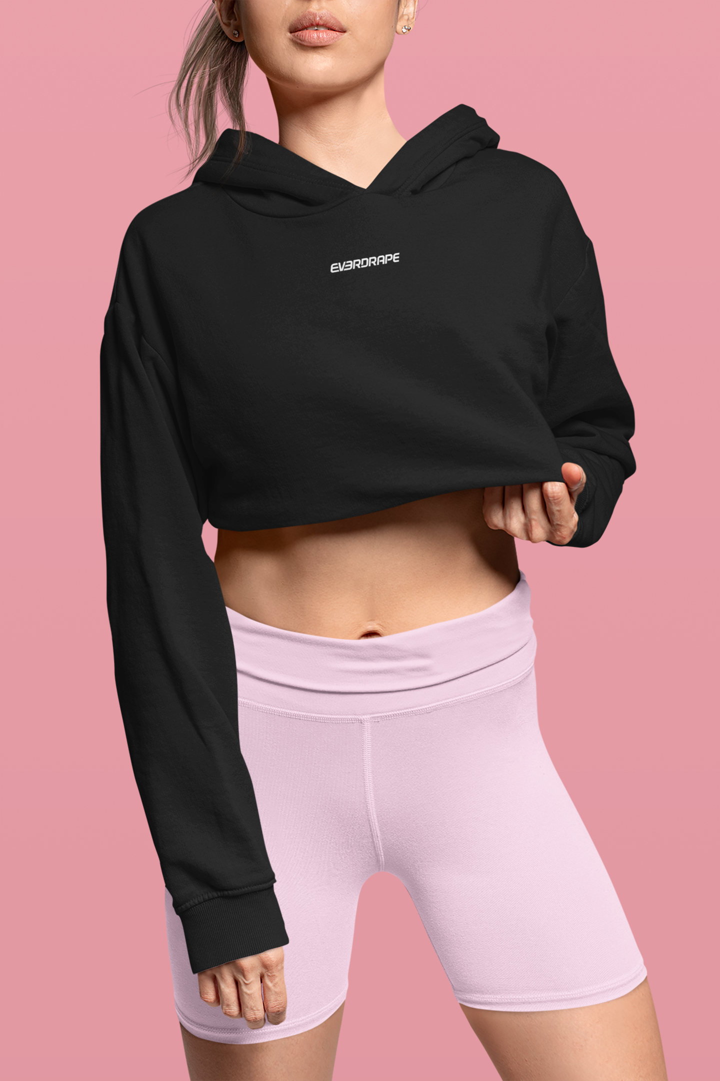 Solid Black Crop Hoodie