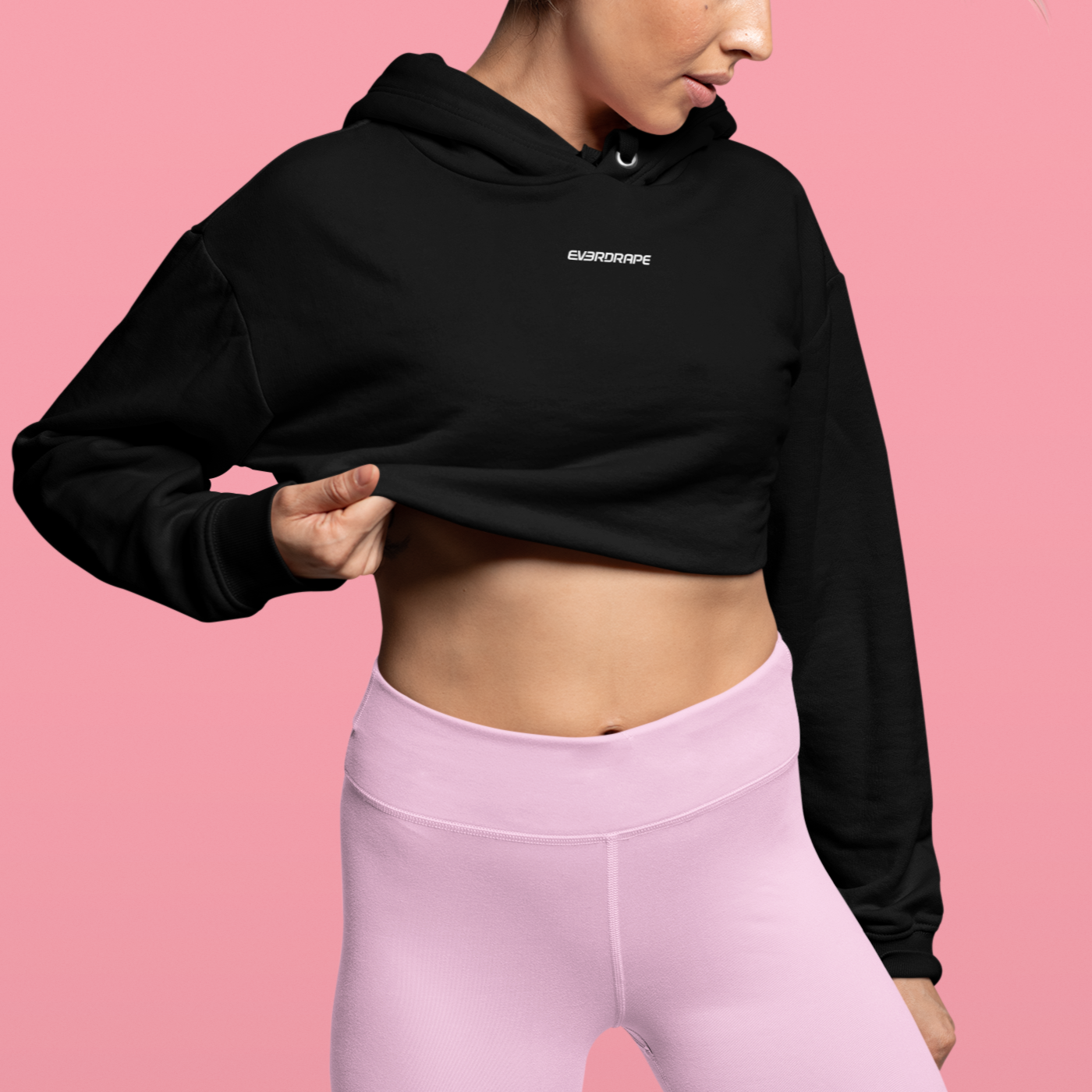 Solid Black Crop Hoodie